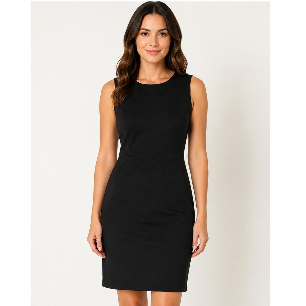 Nine West Womens Black Sleeveless Sheath Dress Size L Round‎ Neck LBD RN73277